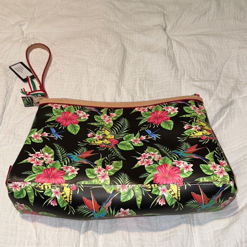 Cavalcanti Large Floral Print Clutch Italian Leather BNWT